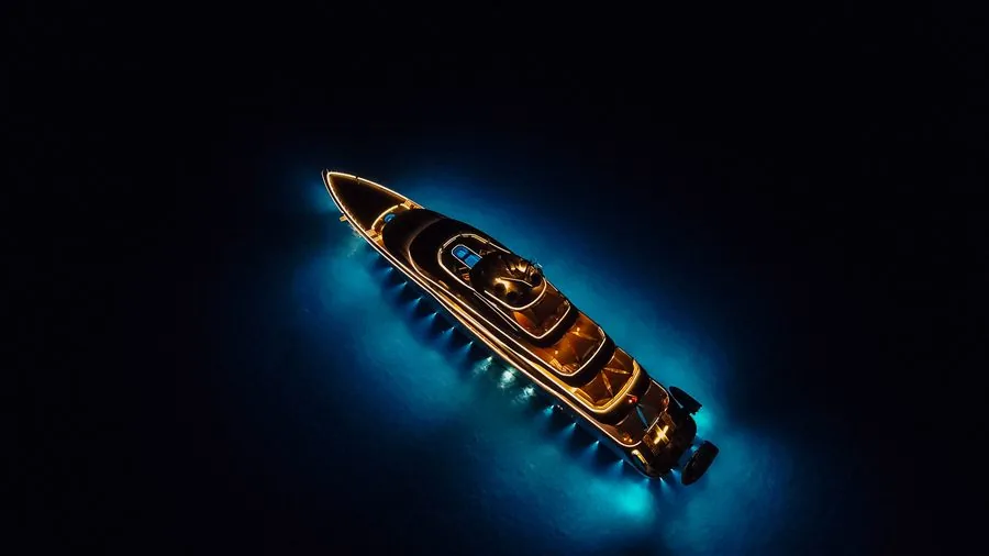 Superyacht at Night — Nassau
